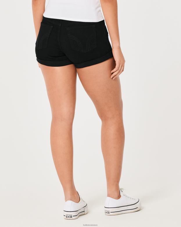 Bottoms Hollister Women Curvy Low-Rise Black Denim Shorts 3\\ 48820538 Black